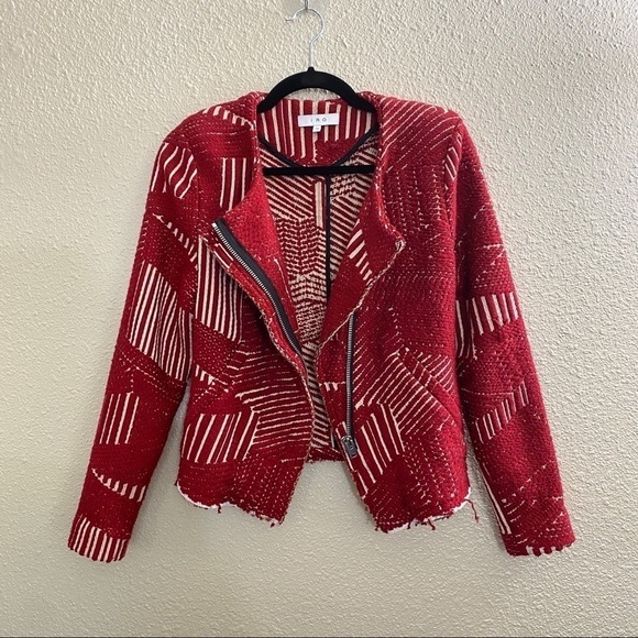 IRO Jackets & Blazers - 𝅺IRO Mepsie Tweed Multi Pattern Jacket in Red & White sz EU 38/US S